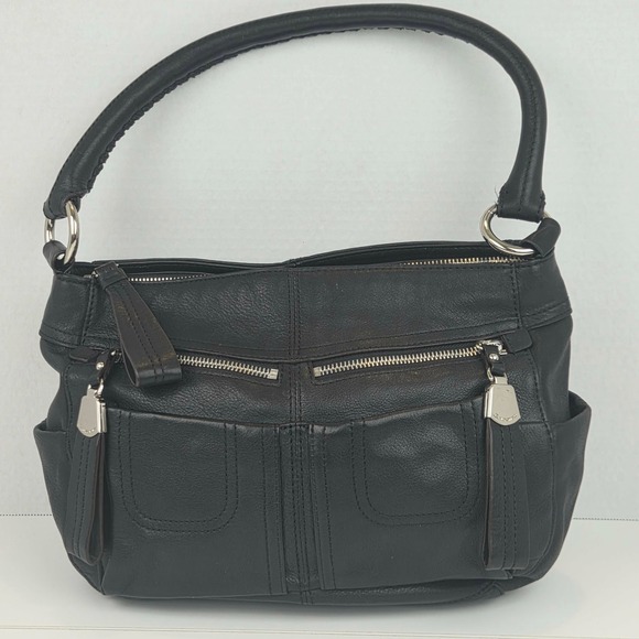 b. makowsky Handbags - B. Makowsky Black Leather Hobo Shoulder Bag Leopard Print Lining
